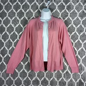 Designers Originals Sweater Women Medium Pink Pearl Button Cottage USA